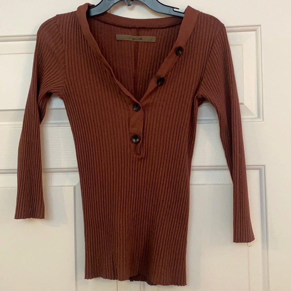 Enza costa 3/4 sleeve ribbed shirt